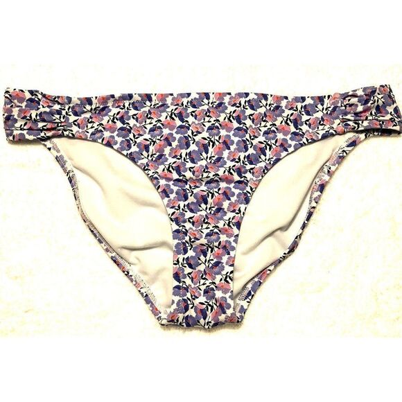 Jessica Simpson Mini Floral Bikini Bottom Size M Ruched Sides NEW - Picture 1 of 3